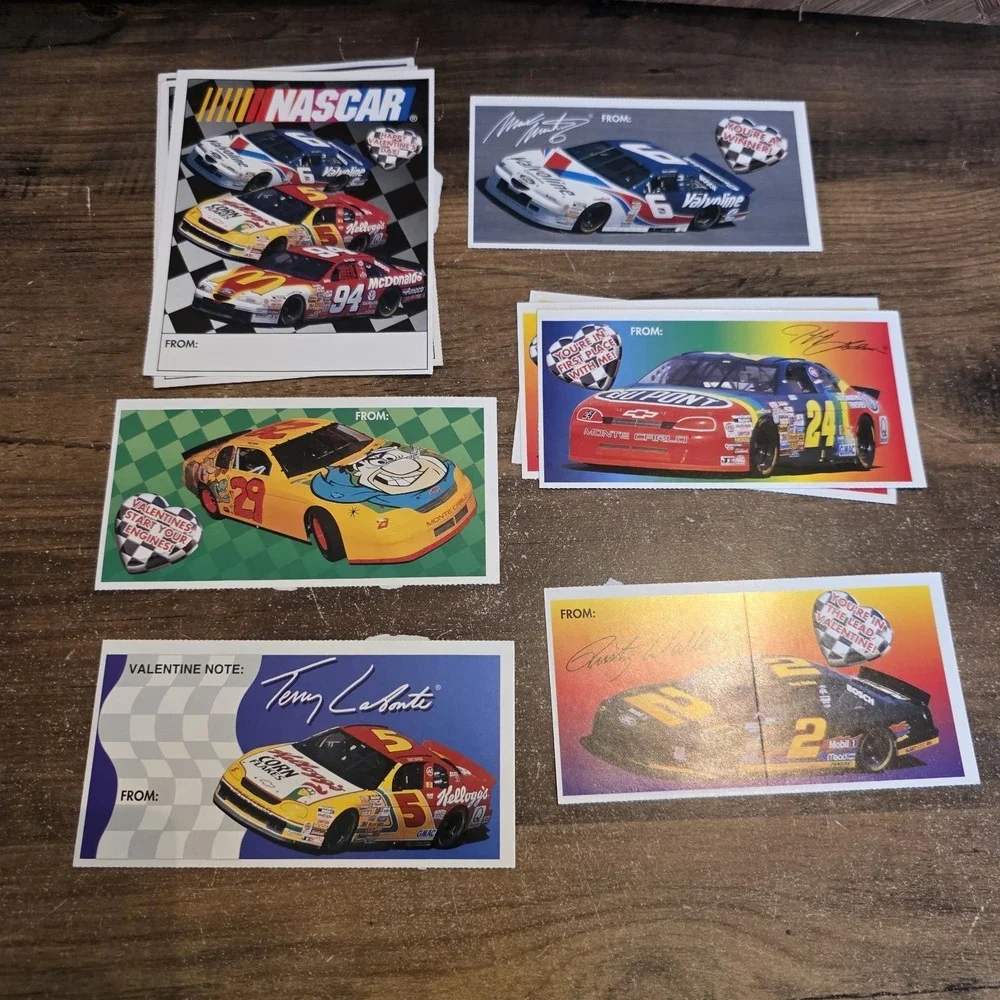 Nascar Valentine's Day Cards Lot of 10 Vintage Classroom Exchange